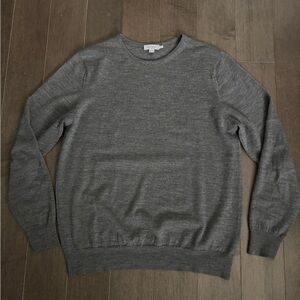 Sunspel Charcoal Crewneck Merino Wool Sweater for Men